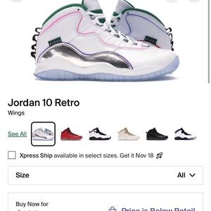 Jordan 10 Retro Wings White with Silver and Green Accents
